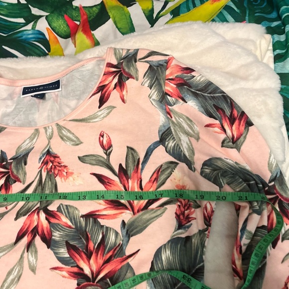 Karen Scott Small Classic Pink Green Floral 3/4 Sleeve Spring Cruise Coastal Tee - Picture 4 of 7